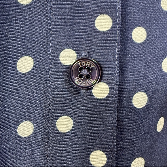 Tory Burch Navy Polka Dot silk Dress w/ white scalloped collar size 2 LIKE NEW - Picture 9 of 16